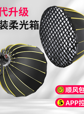 COB直播补光灯室内拍照摄影灯打光主播直播间专业专用球形柔光箱发丝聚光太阳影视深口抛物线网格蜂巢蛋格栅