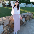 RARN美式休闲开叉包臀一步裙2026夏季新款粉色直筒裙长款半身裙女