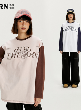 RARN/热爱如你撞色文字印花长袖T恤RA23AW033