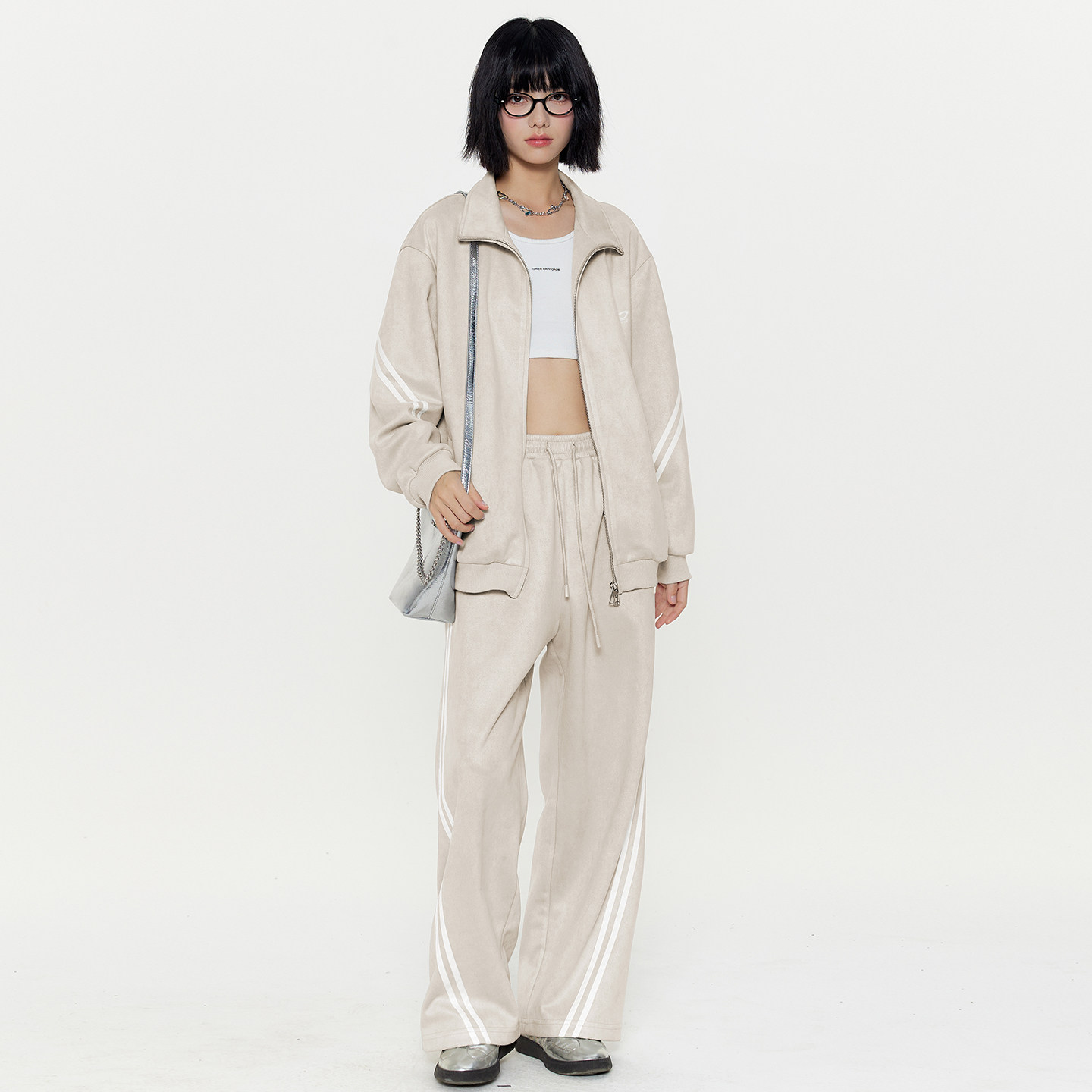 RARN/热爱如你 秋季休闲时尚百搭防风织带麂皮绒宽松长袖套装,女装/女士精品,时尚套装,淘宝优惠券,粉丝福利购,淘宝优惠卷