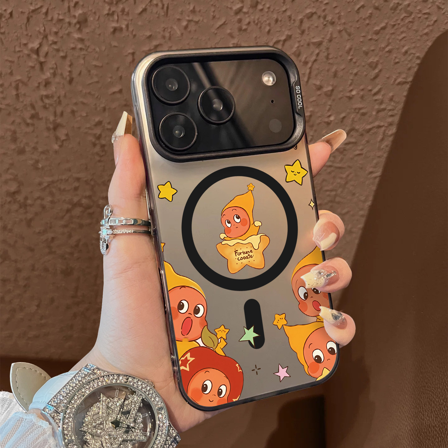 适用于苹果17promax手机壳好奇星星人16plus支架高级感