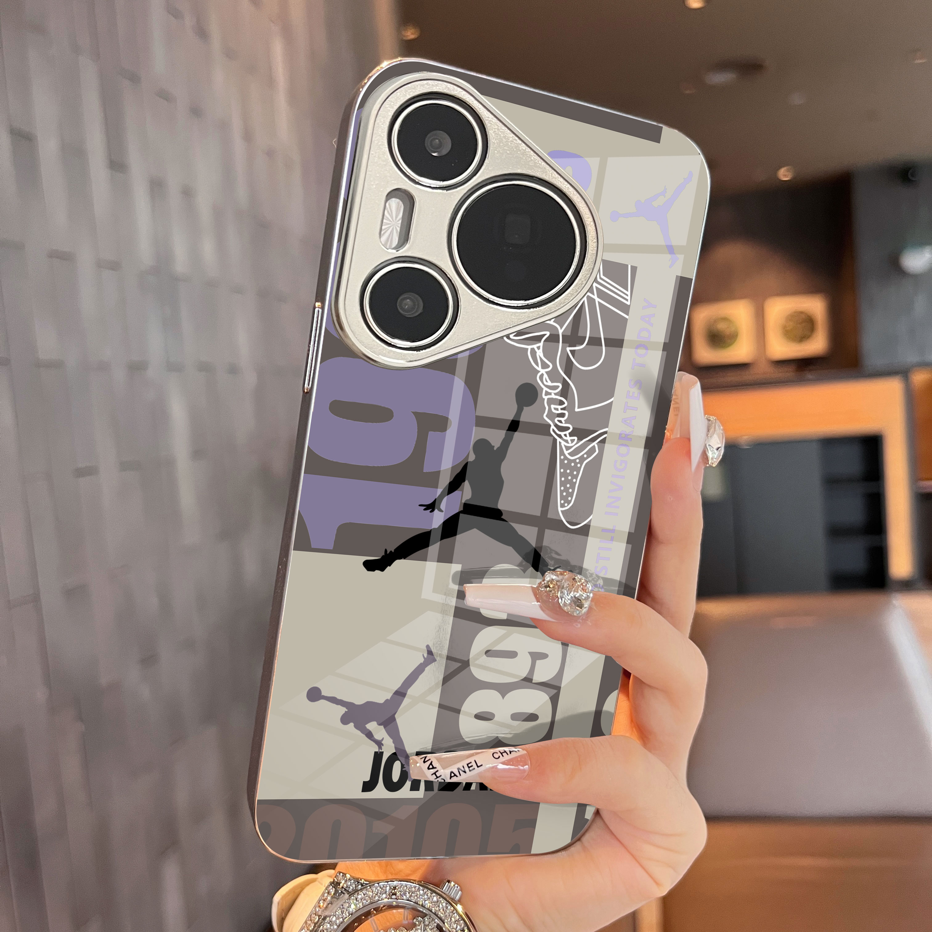 适用玻璃华为手机壳简约