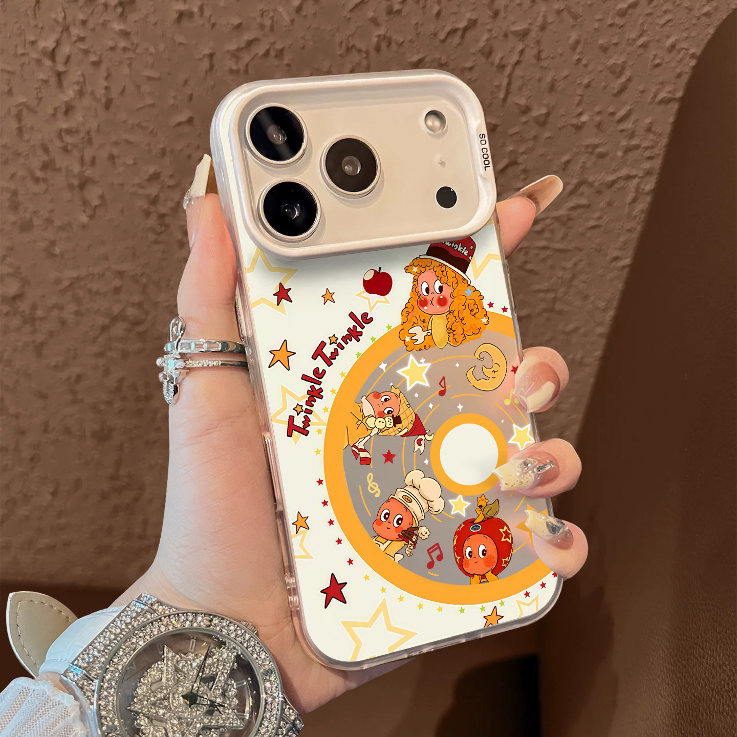 适用于苹果17promax手机壳唱片星星小人16e支架高级感15/13彩银12套新品xr防摔xs男女款17air保护套iPhone14