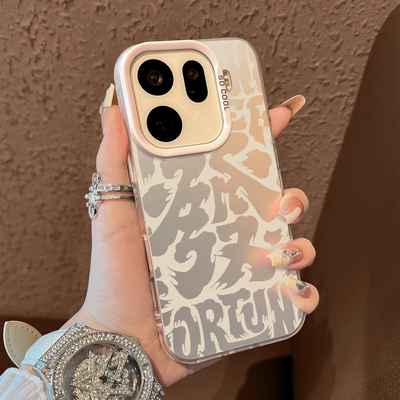 适用于OPPOFindx9pro手机壳米白镂空支架彩银新品x7ultra至尊版男女款全包x6/x5防摔保护套简约findx8新年