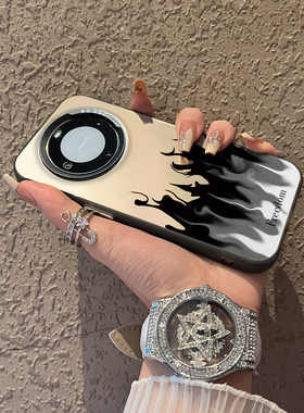 适用于华为mate60pro手机壳黑色火焰高级感简约50e创意个性彩银40+套新品30epro防摔男女款保护套60pro十