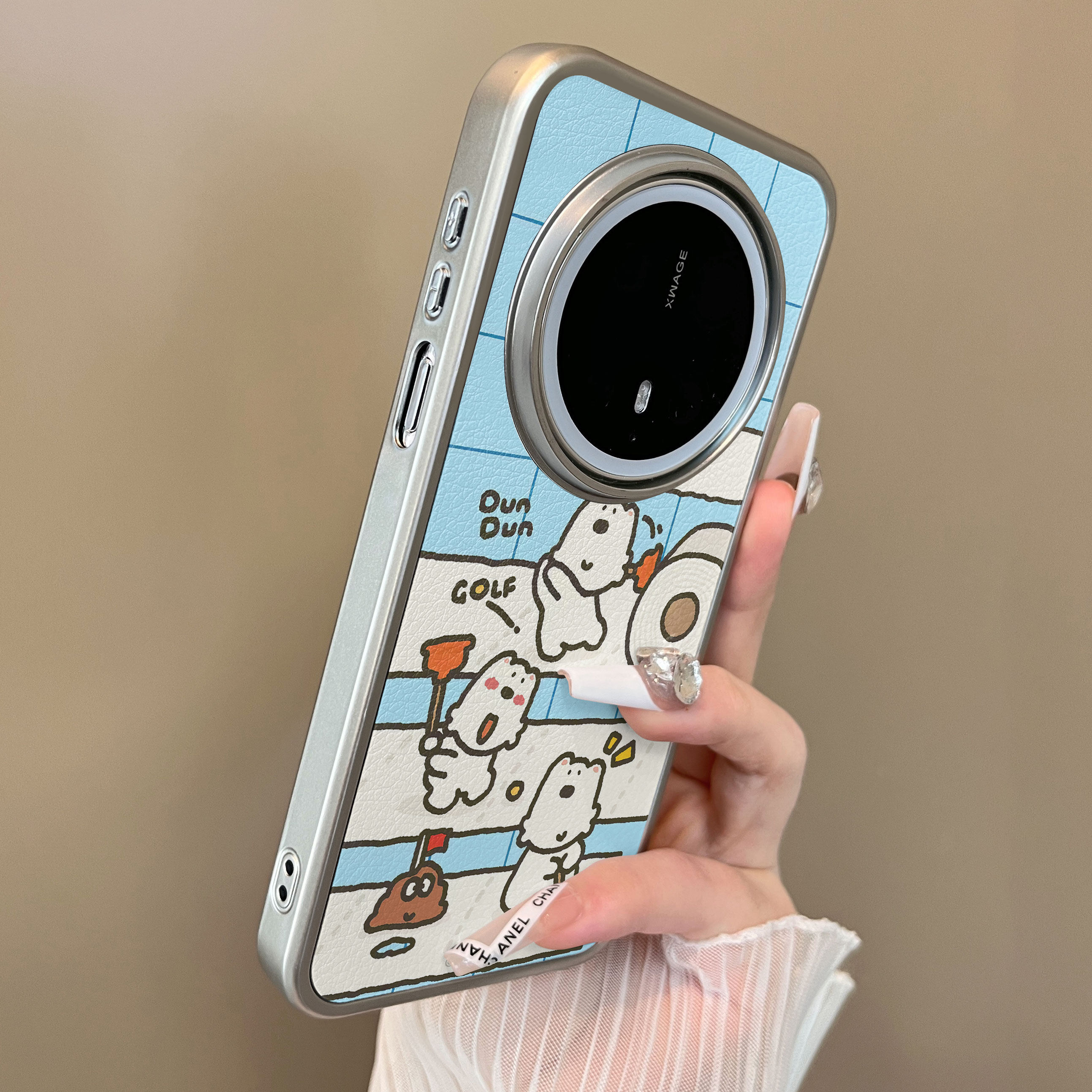 适用于华为mate70proplus手机壳卷纸白狗二合一小羊皮60pro十支架简约新款50e套防摔男女生mate60pro+