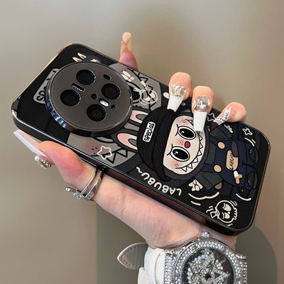 适用于华为mate70Pro+手机壳骷髅头拉布布支架小羊皮Mate30/40e外全包防摔硬mate50pro套个性曲屏60十高级感