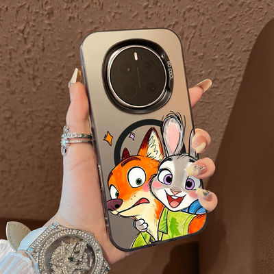 适用于荣耀magic7pro手机壳背着狐狸兔子支架磁吸新品7男女款6pro全包防摔高级感保护套简约honormagic6