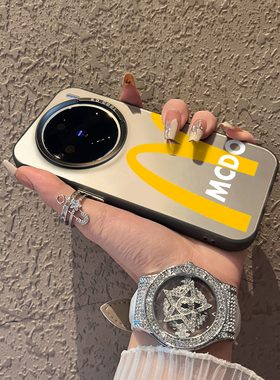 适用于vivox100手机壳黄色字母m个性x90创意x80新品x70男女款s16彩银s15全包s10防摔保护套高级感x100pro