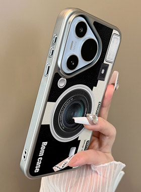 适用于华为pura80pro+手机壳p80plus十横幅黑色相机二合一小羊皮支架p60简约新款套防摔男女生p70ultra