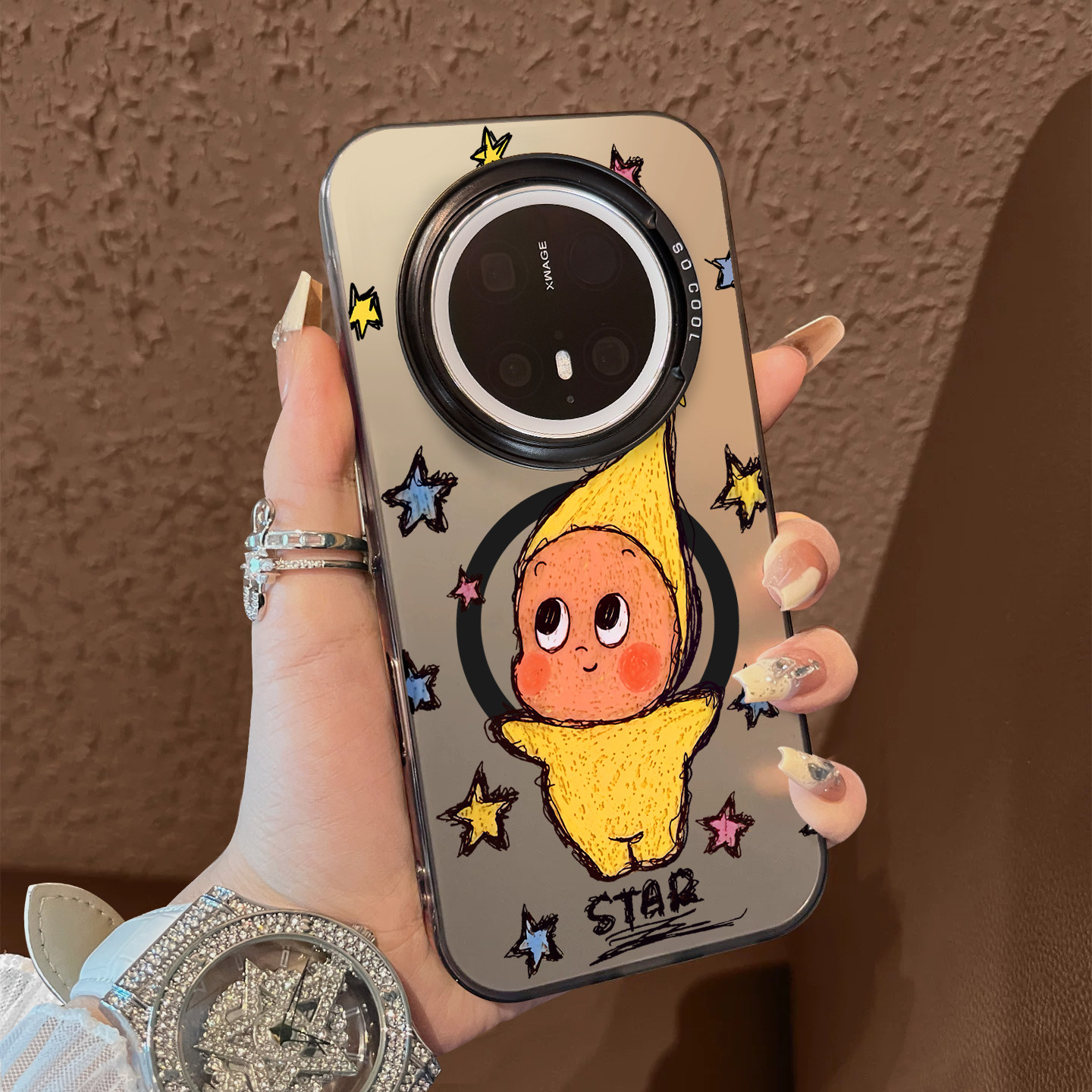 适用于华为mate80promax手机壳腮红黄小人50系列60磁