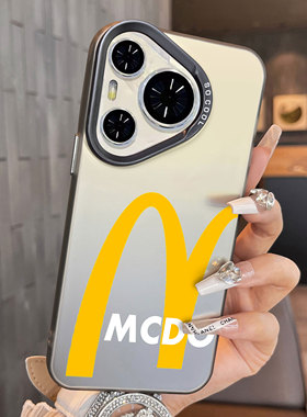 适用于华为pura80pro十手机壳高级感黄色字母mp60art捡钱p40简约+红色彩银p50e套防摔p30新款男女生p70ultra