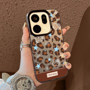 适用于OPPOFindx9pro手机壳豹纹星星猫支架彩银新品x7ultra至尊版男女款全包x6/x5防摔保护套简约findx8