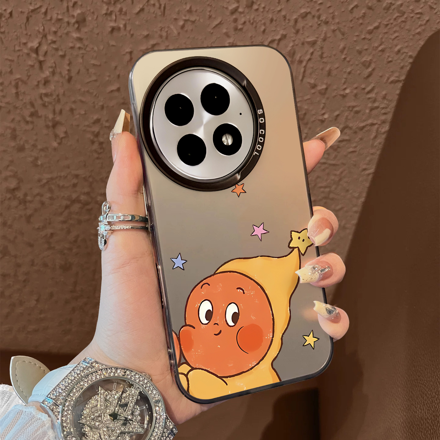 适用于一加13手机壳贴贴黄橙星星人支架彩银新品12简约男女款新年全包oppo1+ace2pro防摔保护套高级感1加11