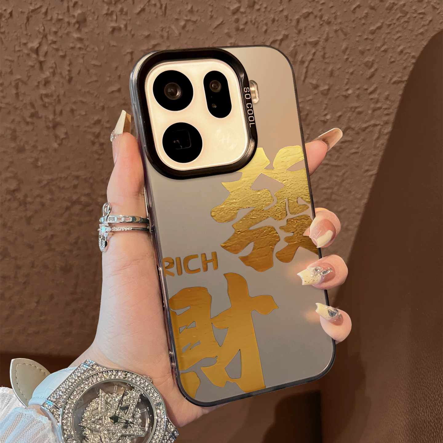 适用于OPPOFindx9pro手机壳金渐变支架彩银新品x7ultra至尊版男女款全包x6/x5防摔保护套简约findx8