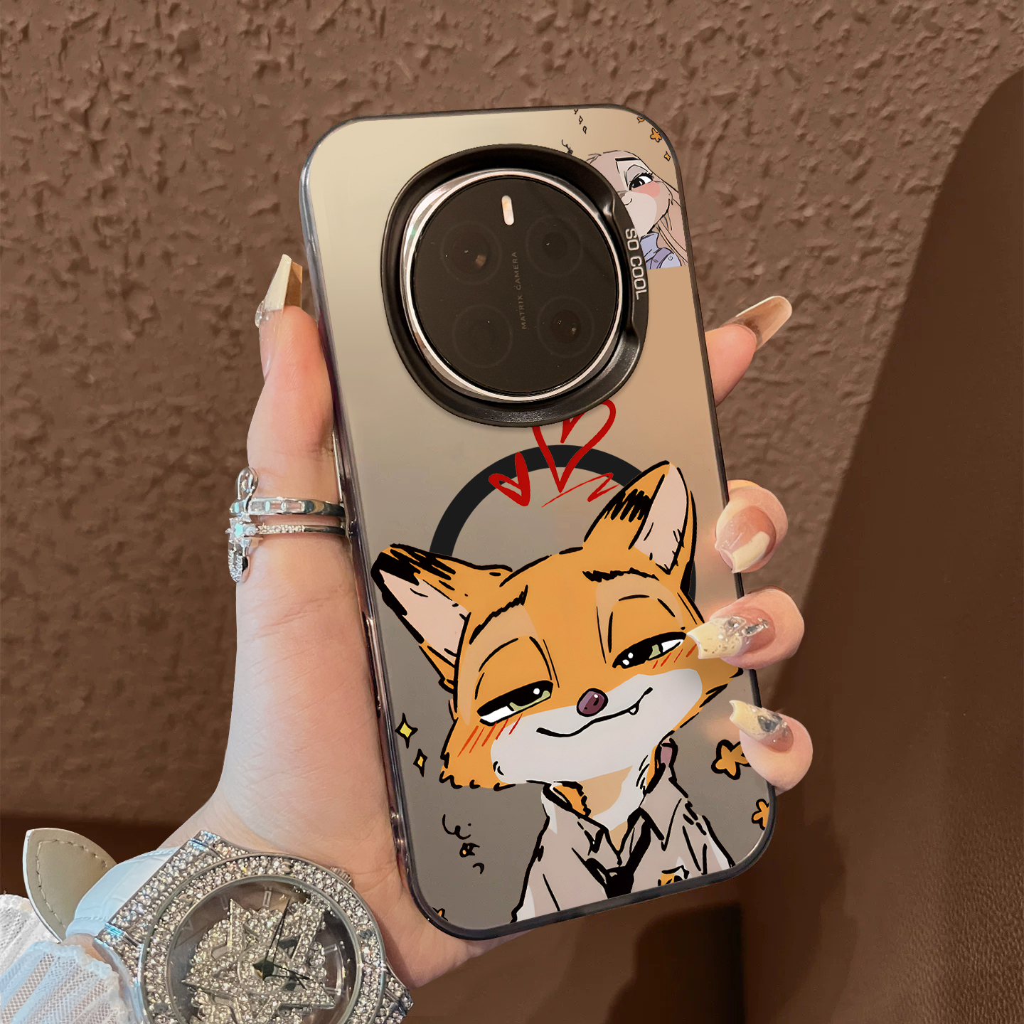 适用于荣耀magic7pro手机壳爱心橙狐狸支架磁吸新品7男女款6pro全包防摔高级感保护套简约honormagic6