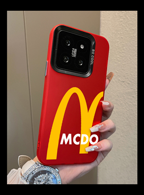 适用于小米15pro手机壳简约黄色字母m红色彩银高级感12spro外全包11ultra新款男女生13套14至尊红米note13