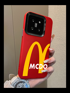 适用于小米15pro手机壳简约黄色字母m红色彩银高级感12spro外全包11ultra新款 男女生13套14至尊红米note13