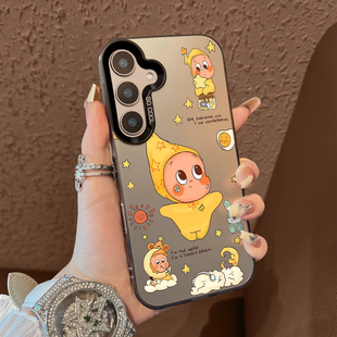 s21FE全包note20防摔套简约s23plus 男女款 适用于三星GalaxyS25ultra手机壳花兔星星人支架彩银s22新品 s24