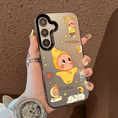 适用于三星GalaxyS25ultra手机壳花兔星星人支架彩银s22新品s24+男女款s21FE全包note20防摔套简约s23plus