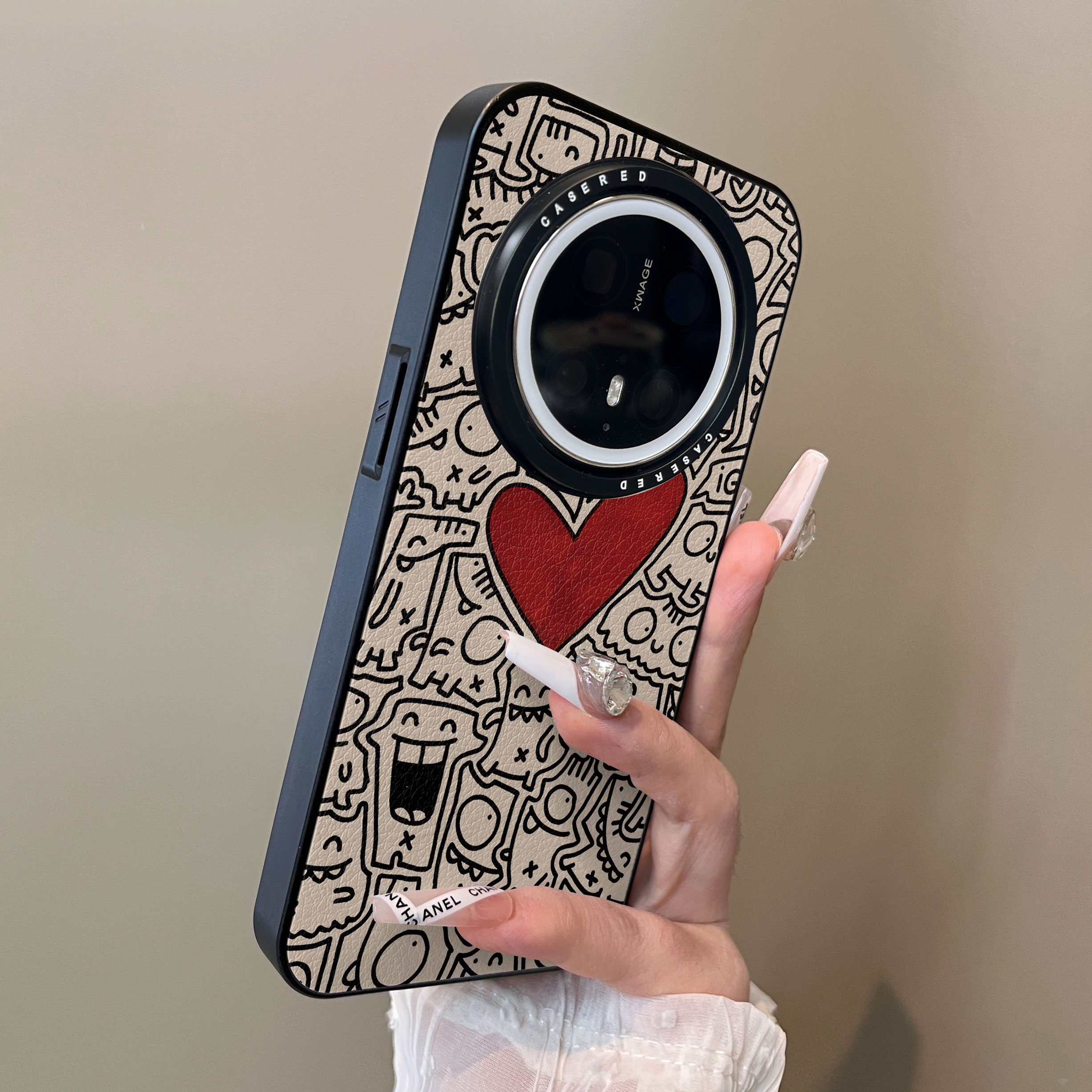 适用于华为mate70proplus手机壳爱心线条小人刀锋60pro十小羊皮支架40简约新款50e套防摔男女生mate60pro+