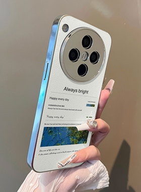 适用于oppofindx9pro手机壳电镀小羊皮风景英文x8Splus+全包防摔X5套6pro男女x7Ultra至尊新款FINDx8