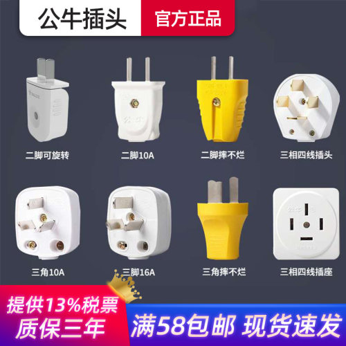 公牛官方正品2脚三脚插头大功率