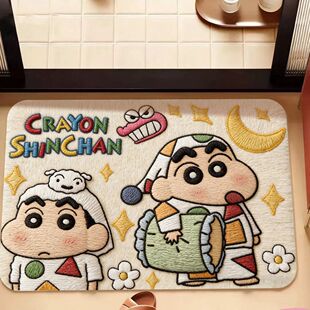 蜡笔小新卫生间硅藻泥吸水地垫浴室门口防滑耐磨脚垫卡通耐脏门垫
