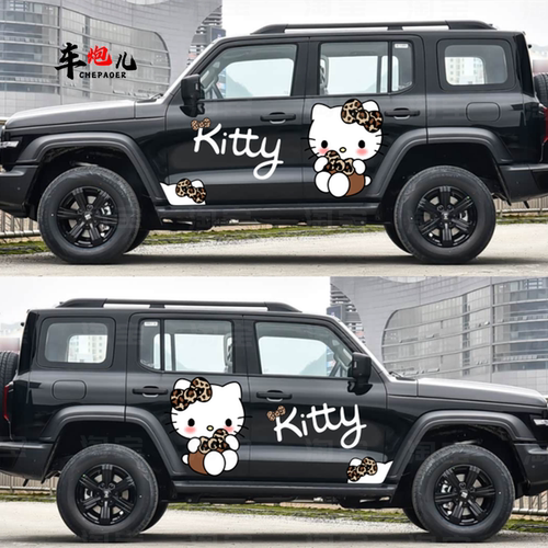 适用坦克300定制kitty猫卡通汽车贴纸 烈马猛禽北京BJ40 212拉花