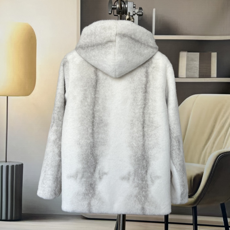 2025新款冬季十字貂连帽皮草