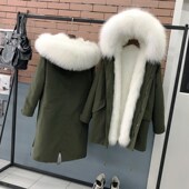 你仿狐狸毛皮草内胆可拆卸中长款 2022冬派克服男女同款 外套星星