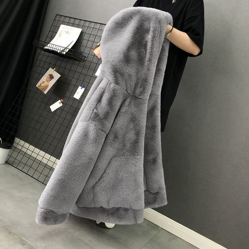 时尚人造毛潮加厚皮草外套男连帽