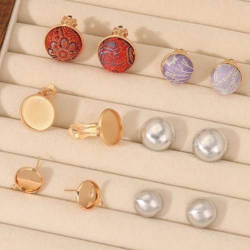 宋锦贴布艺底胎耳钉中式珐琅耳饰空托手工diy耳饰材料包新中式