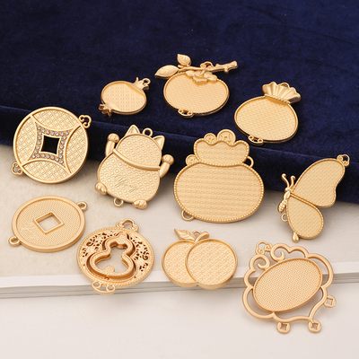 宋锦吉祥如意福禄吊坠底托手工diy压襟凹槽带盖复古旗袍汉服挂饰