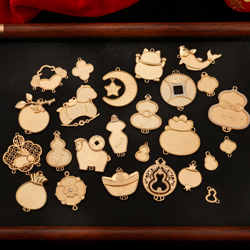 手工宋锦吊坠新中式国风配饰旗袍汉服压襟配饰件diy包布底托空胚