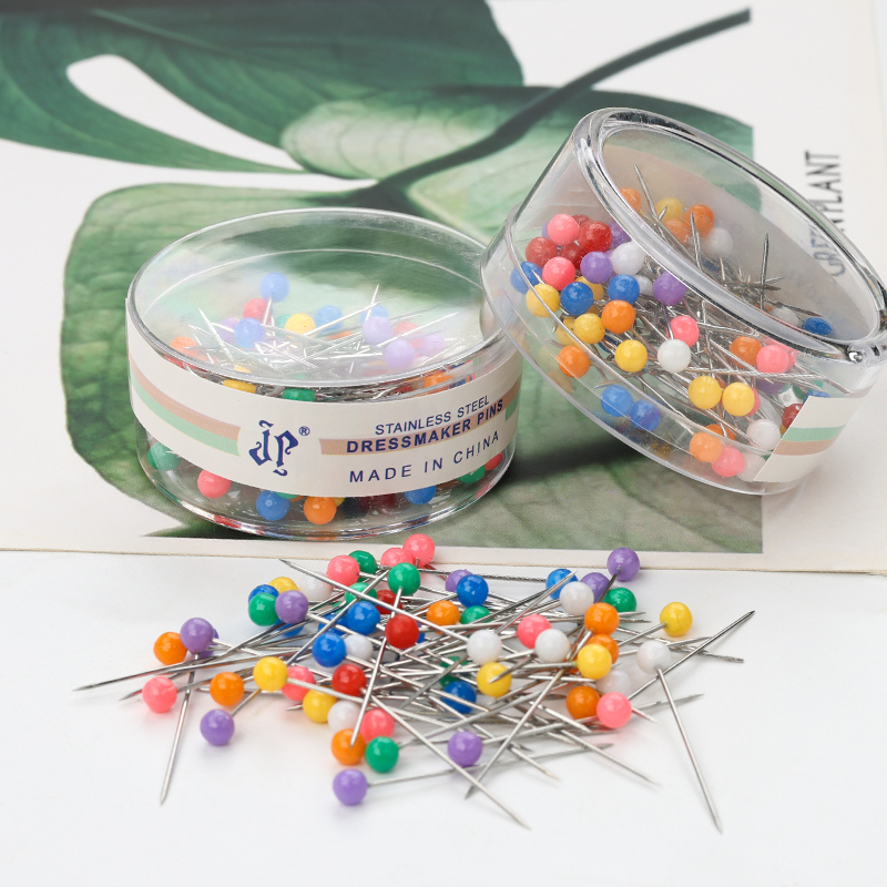 80枚盒装彩色珠针DIY手工固定针彩色大头针服装辅料服装立裁定位