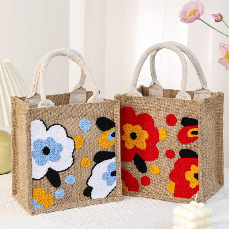 DIY手工戳戳绣手提麻布袋麻包实用礼物送人戳戳乐材料包文艺清新
