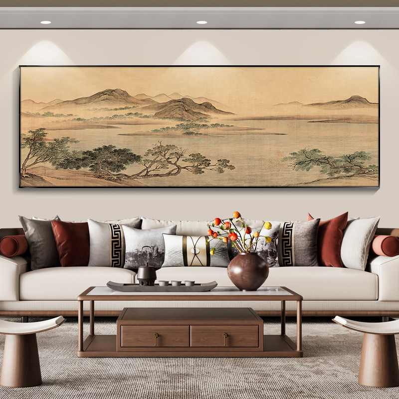 新中式山水画客厅挂画沙发背景墙装饰画饭厅茶室挂画办公室风景画