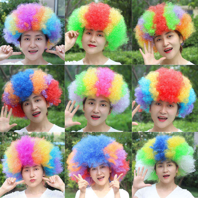 六一儿童爆炸头假发搞笑搞怪小丑彩色假发球迷假发幼儿园表演道具