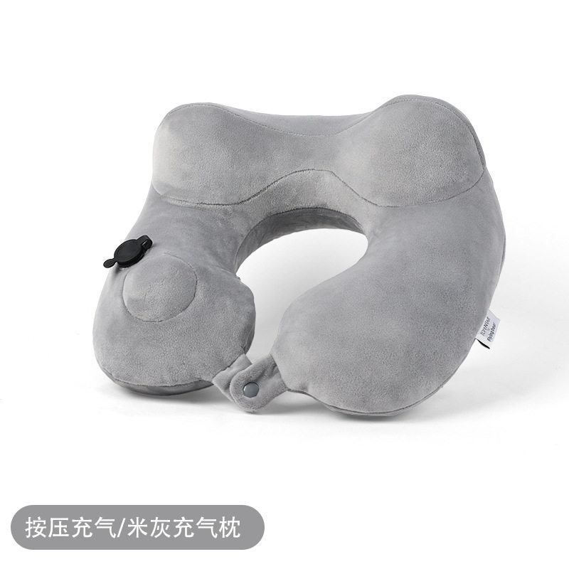 充气u型枕头驼峰人体工程学头枕户外便携护颈枕头旅游可收纳