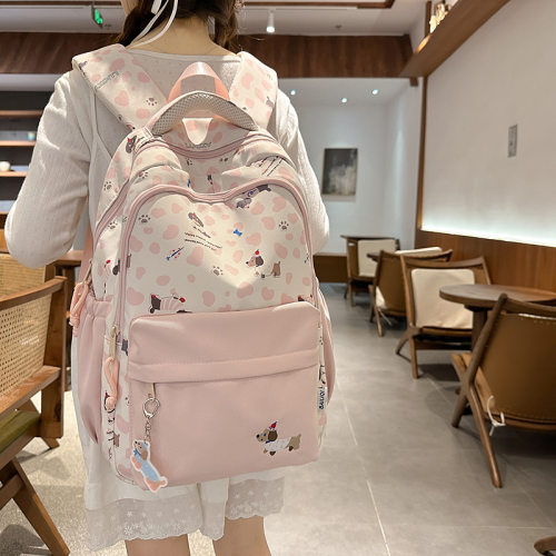 初中女生书包ins小众可爱中学生粉色双肩包大容量高中生背包