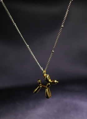 向卉意大利中古库存回流925银气球狗项链