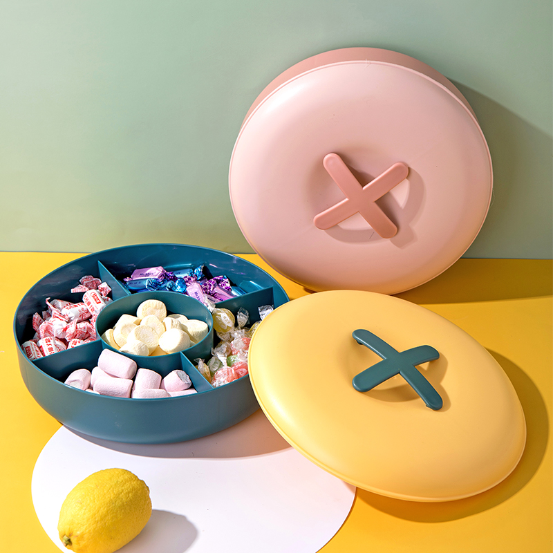 ins Hit color Button Guohe Plastic With cover Candy Snack boxes household Sub-grid melon seed Nuts plate Dried fruit trayin the Tableware , Tableware , Fruit bowl/Fruit plate/Hamper  category - from Buy2taobao.com to provide professional Taobao agent buy service