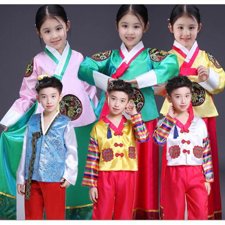 儿童韩服男女童舞蹈表演出传统朝鲜族服装幼儿民族服改良韩国韩服