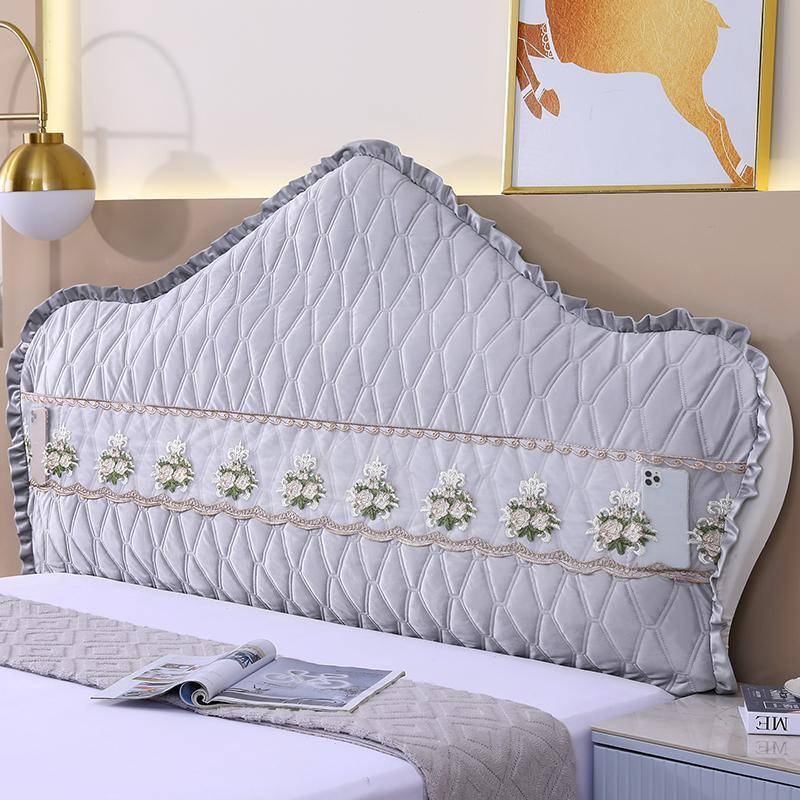 欧式床头套罩半圆布艺新款高档弧形异形保护全包软包靠背通用秋冬