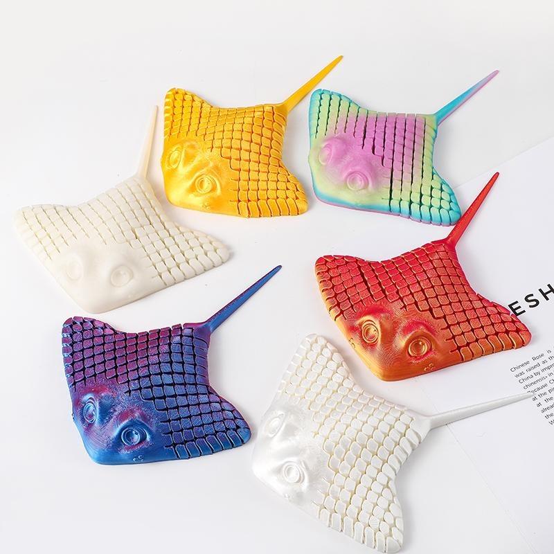 3D打印魔鬼鱼彷真模型鳐鱼桌面手办儿童可动玩具男孩女孩造景摆件