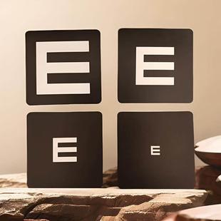 视力拉卡黑白刺激卡45度C字卡片E字单卡pvc防水 户外近视训练专用