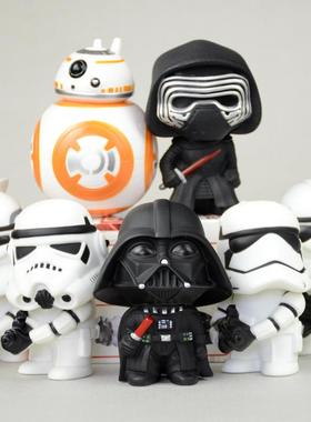 星球大战Star Wars Q版黑武士白色风暴兵 手办模型公仔汽车载摆件