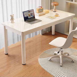 实木书桌ins风电脑桌家用卧室写字桌长方形办公桌白色学生学习桌