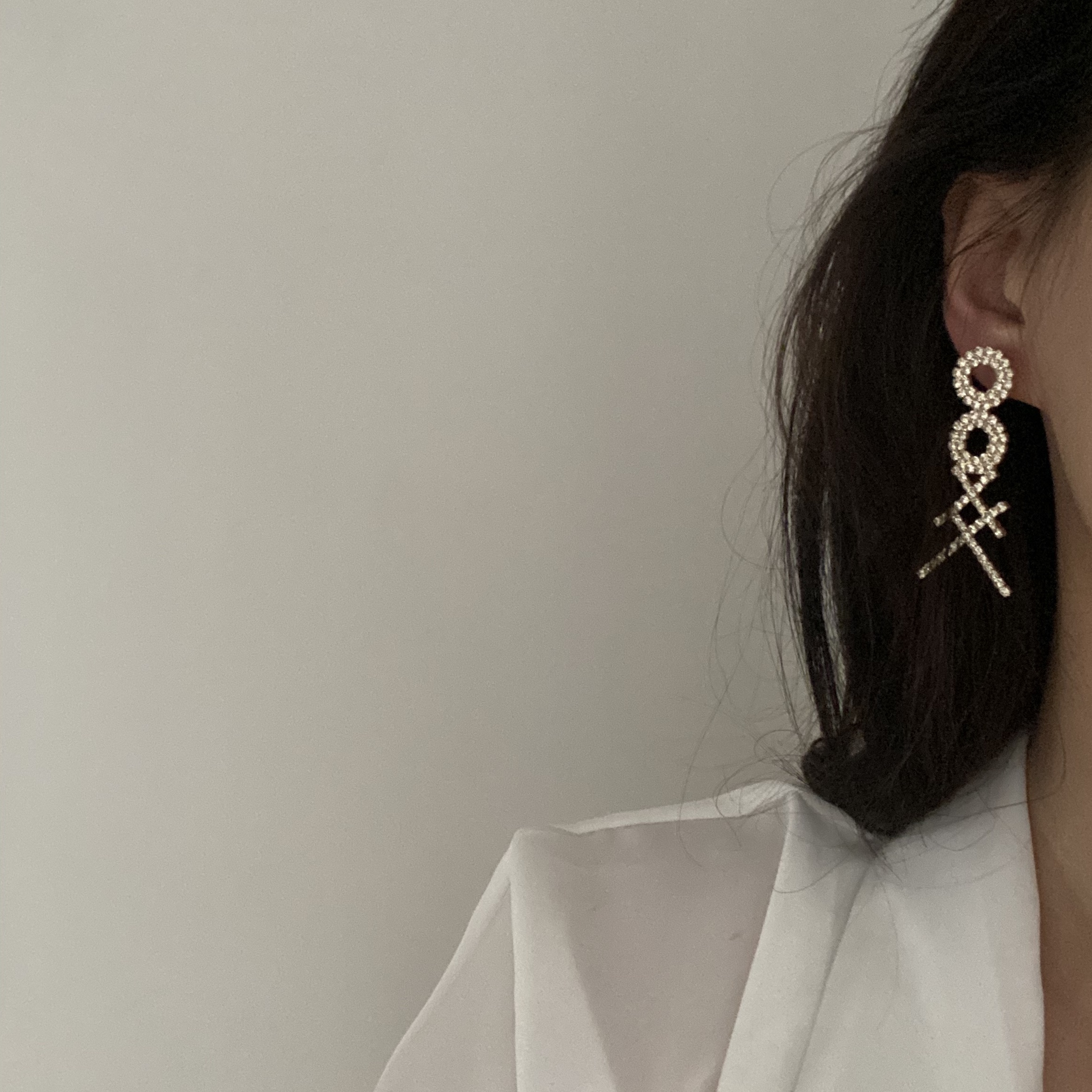 微镶锆石夸张年会耳夹网红同款